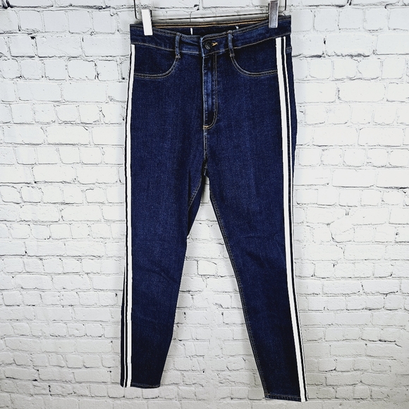 ZARA | high rise shaper skinny stretch side stripe detail ankle jegging jeans - Picture 4 of 7